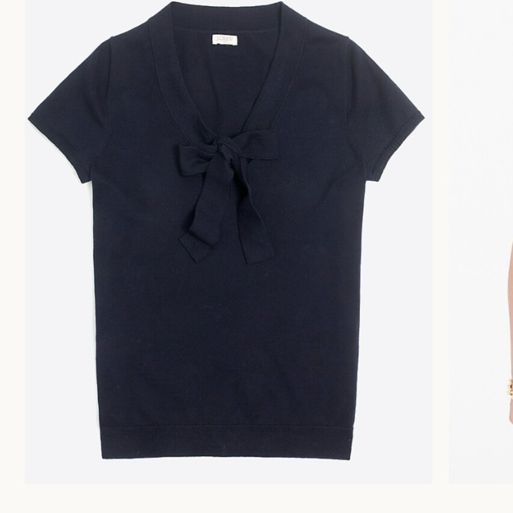 J. Crew Bow-front sweater- Dark Blue Short Sleeve - NWT-